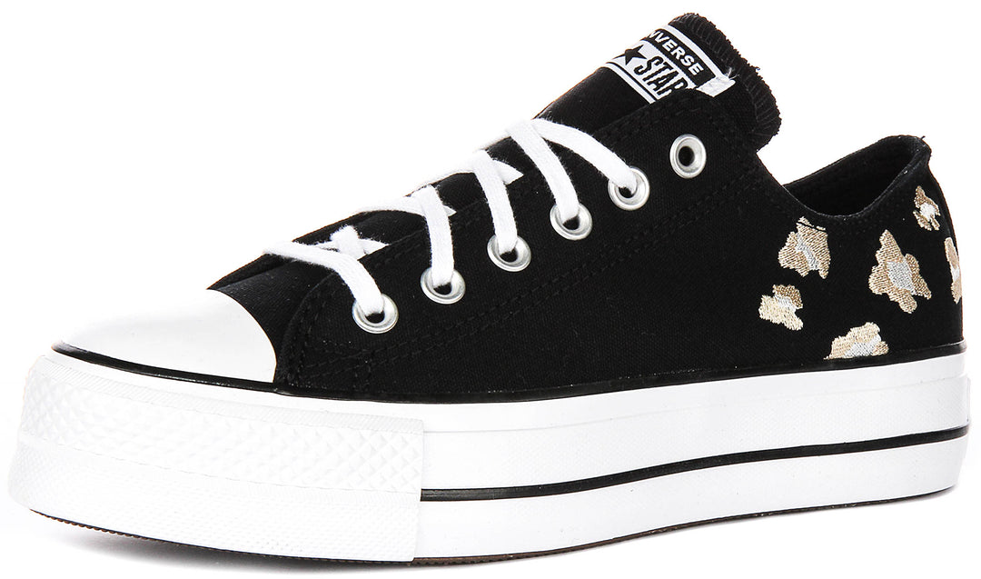 Converse All Star Lift Low A14937C In Black Gold For Women