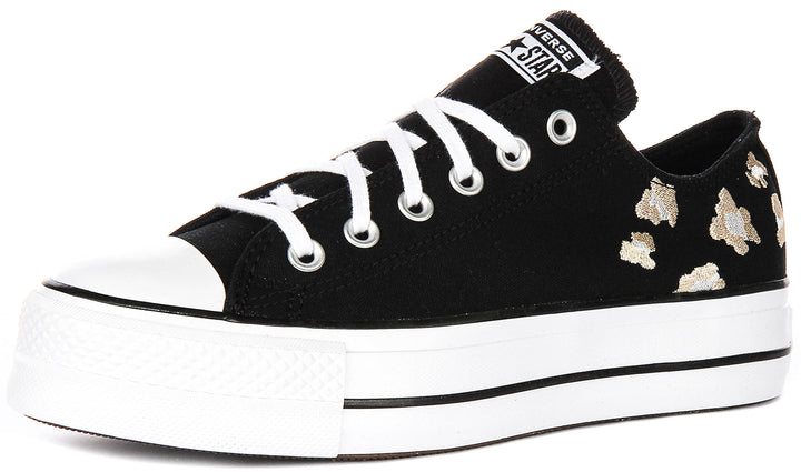 Converse All Star Lift Low A14937C In Black Gold For Women