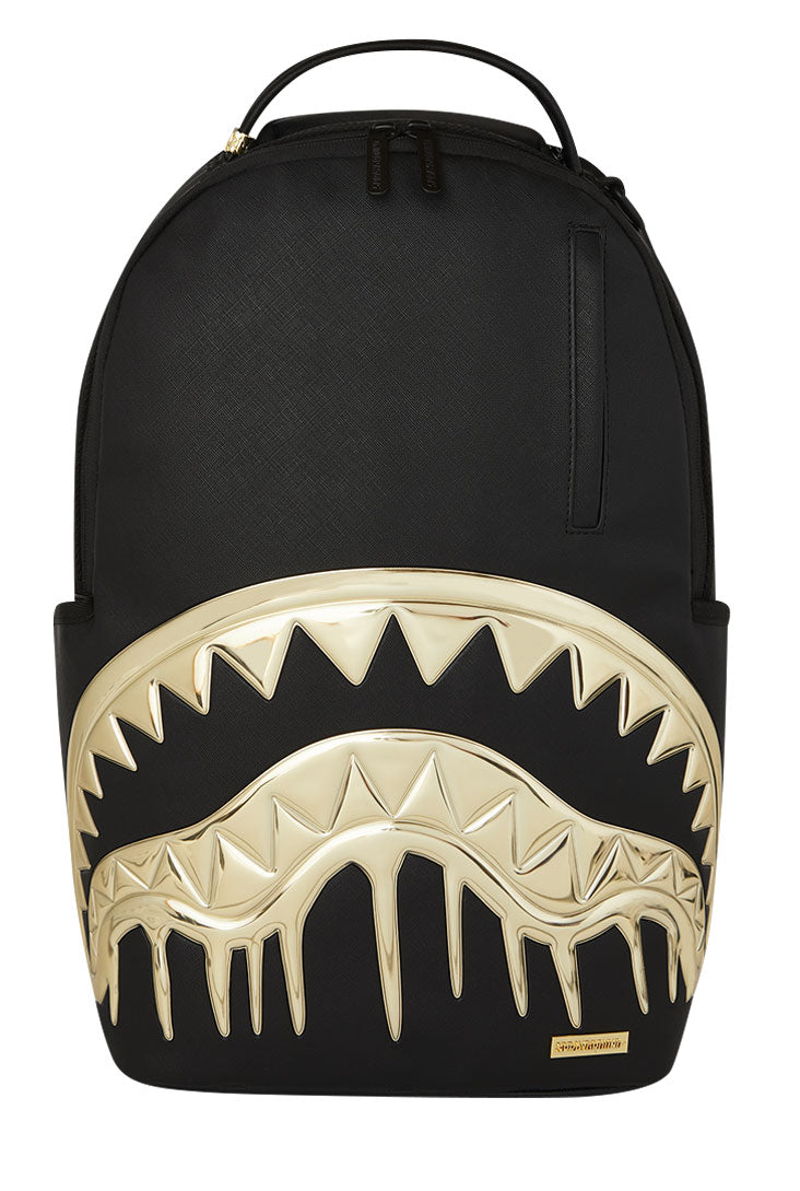 Sprayground Gold And Dangerous Drip Backpack In Black Gold