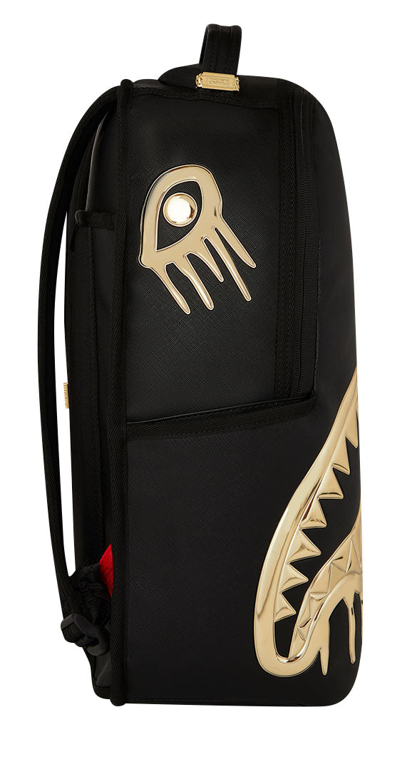 Sprayground Gold And Dangerous Drip Backpack In Black Gold