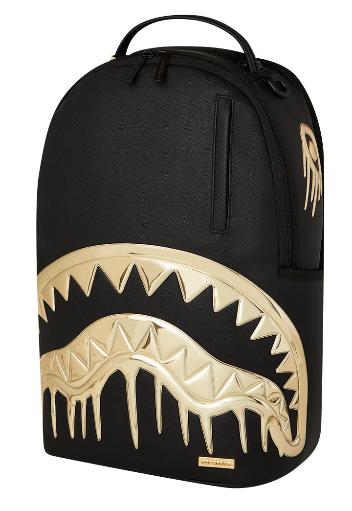 Sprayground Gold And Dangerous Drip Backpack In Black Gold