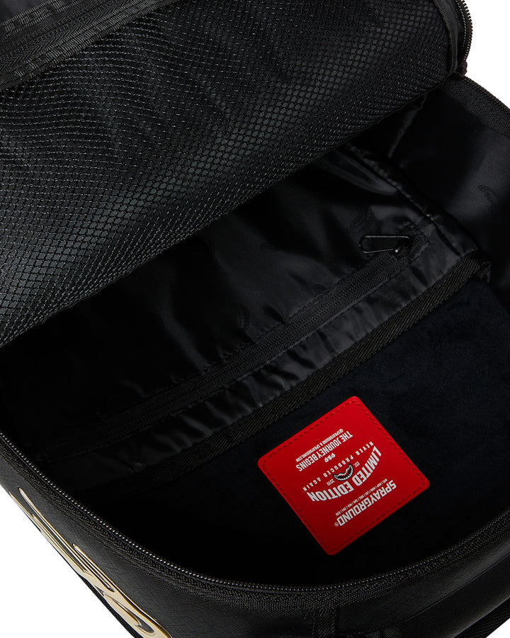 Sprayground Gold And Dangerous Drip Backpack In Black Gold