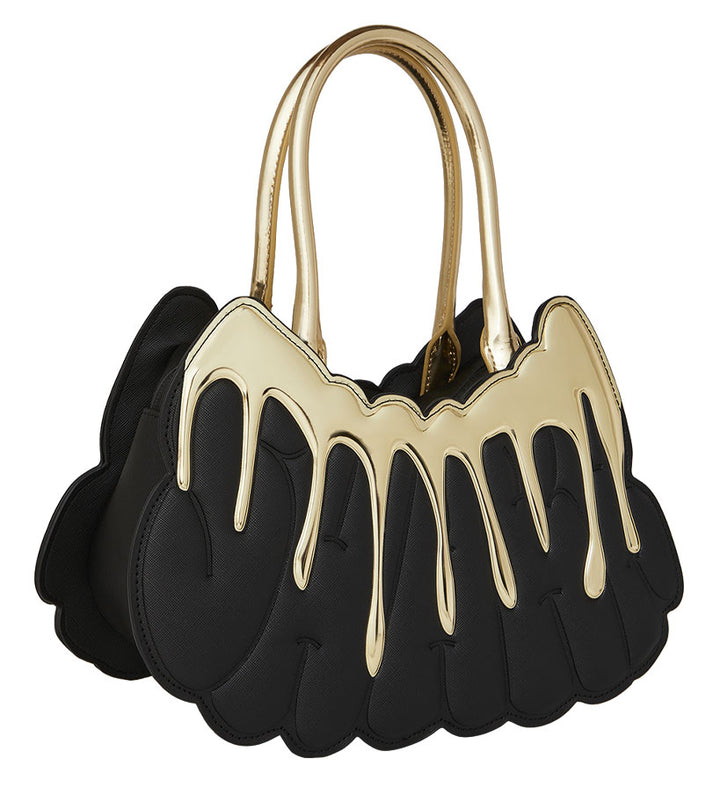 Sprayground Gold And Dangerous Drip Handbag In Black Gold
