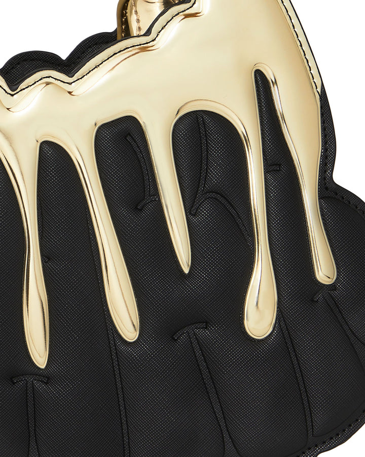 Sprayground Gold And Dangerous Drip Handbag In Black Gold