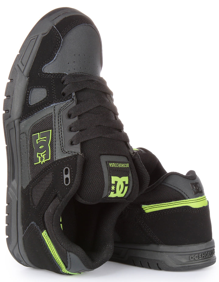 DC Shoes Stag Baskets à lacets en nubuck et maille pour hommes en noir vert