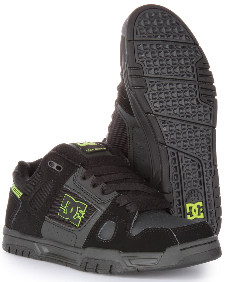 DC Shoes Stag Scarpe da ginnastica allacciate in nabuk e rete da uomo in nero verde