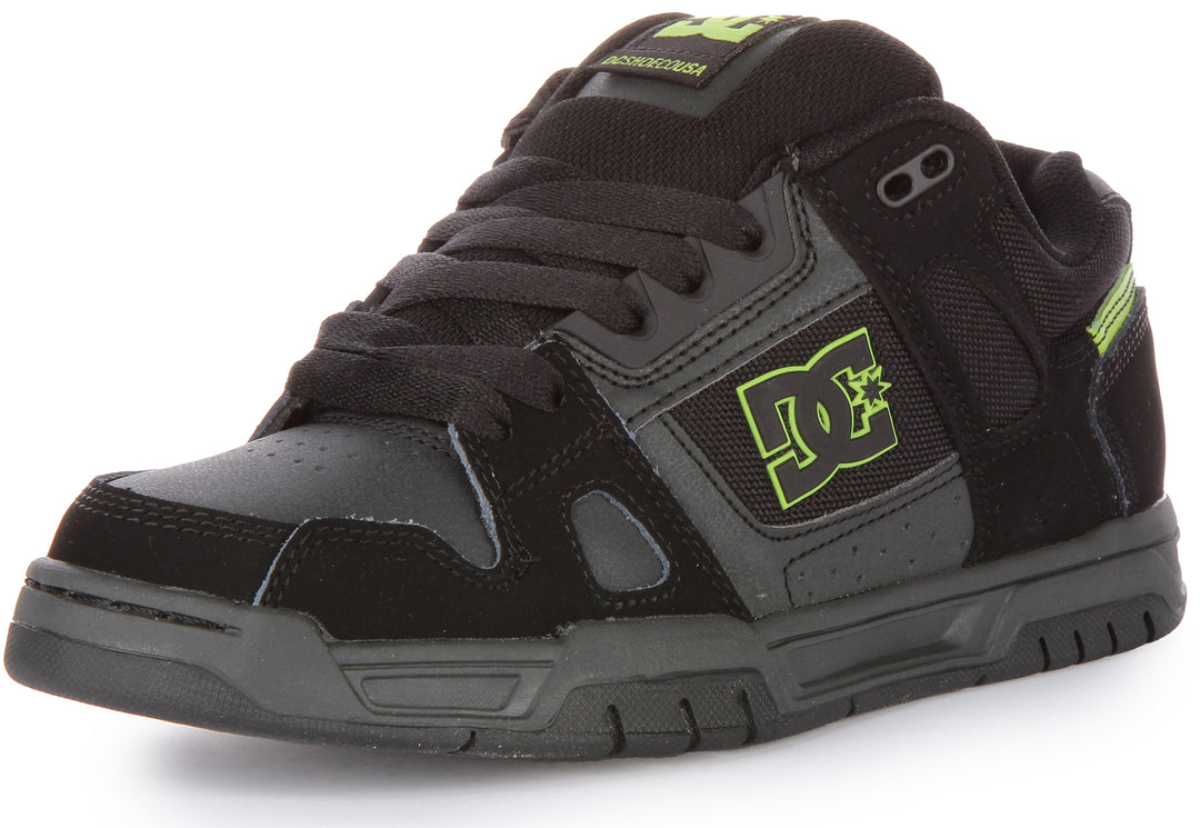 DC Shoes Stag Scarpe da ginnastica allacciate in nabuk e rete da uomo in nero verde