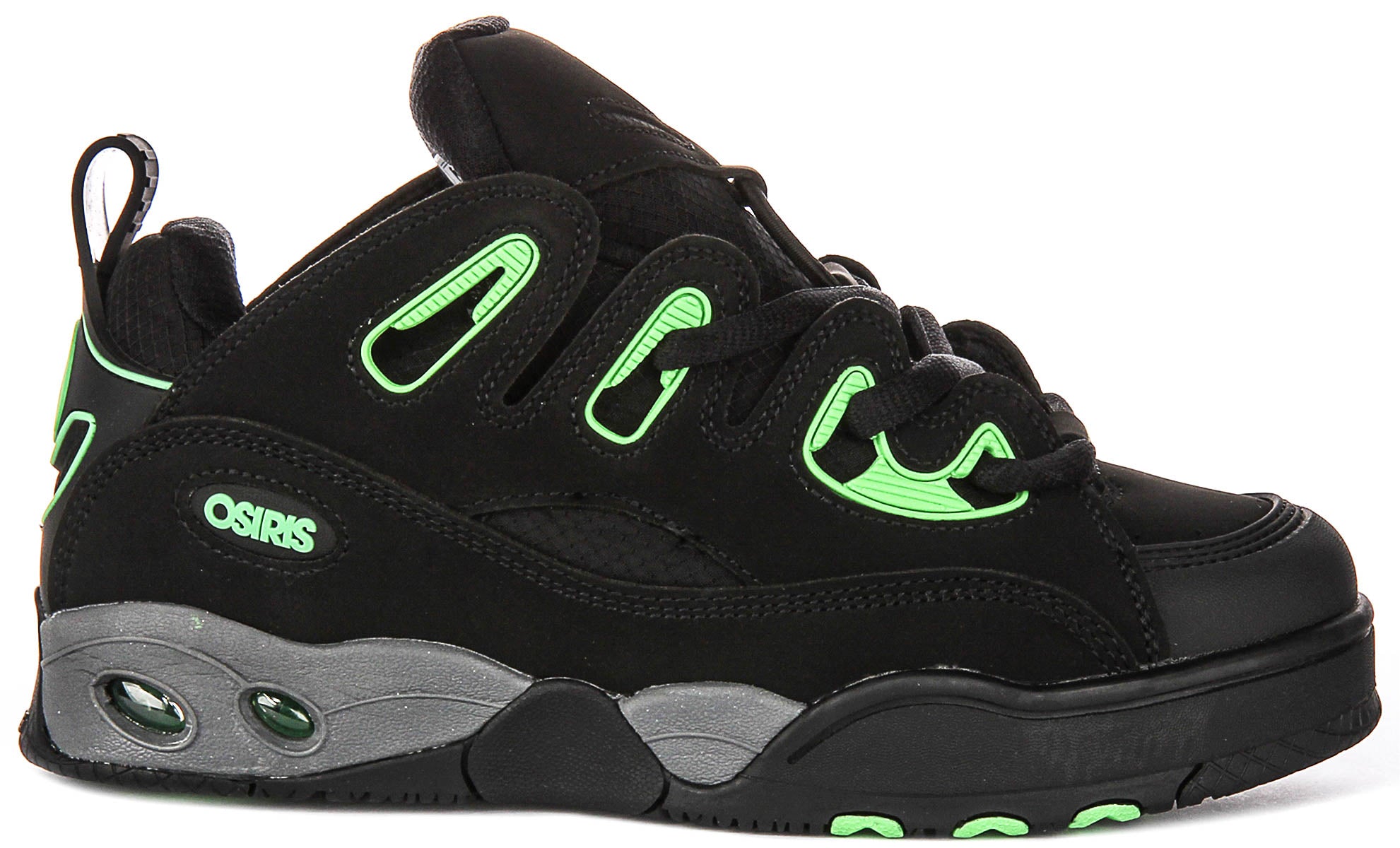 Osiris D3 E In Black Green | Lace up Tech Air Bag Skate