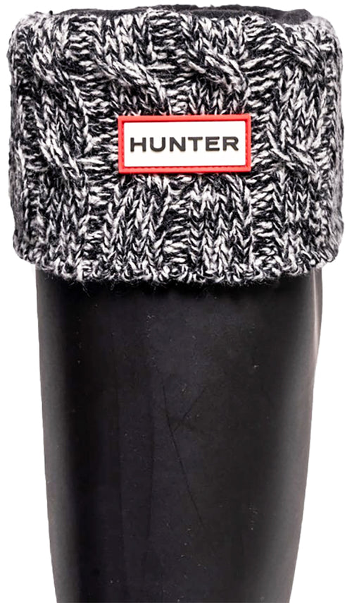 Hunter Chaussettes de bottes hautes à revers câblés à 6 mailles poures en noir gris