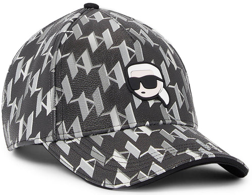 Karl Lagerfeld K Ikonik 2.0 CC Casquette monogramme pour femme en noir gris