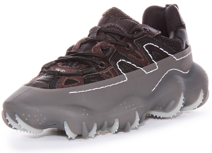Diesel Sneaker in pelle e mesh con gabbia in gomma strutturata strato strato SPrototype P1 Utility Layered per uomo in nero grigio