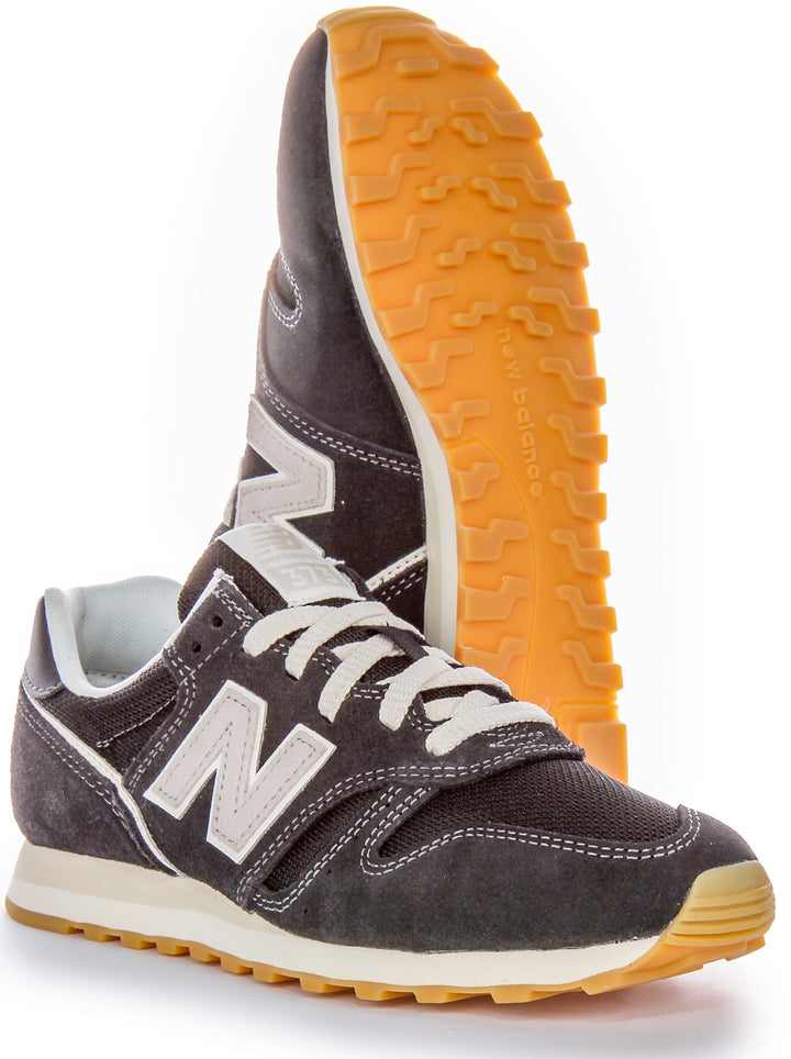 New Balance Heritage Design 373v2 Klassische Damen Wildleder Mesh Sneaker in Schwarz Grau