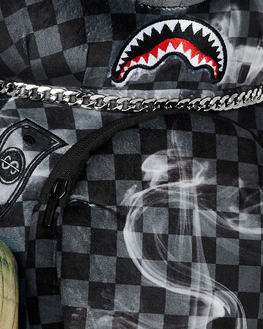 Sprayground Sip N' Smoke Moneybear Backpack In Black Grey Check