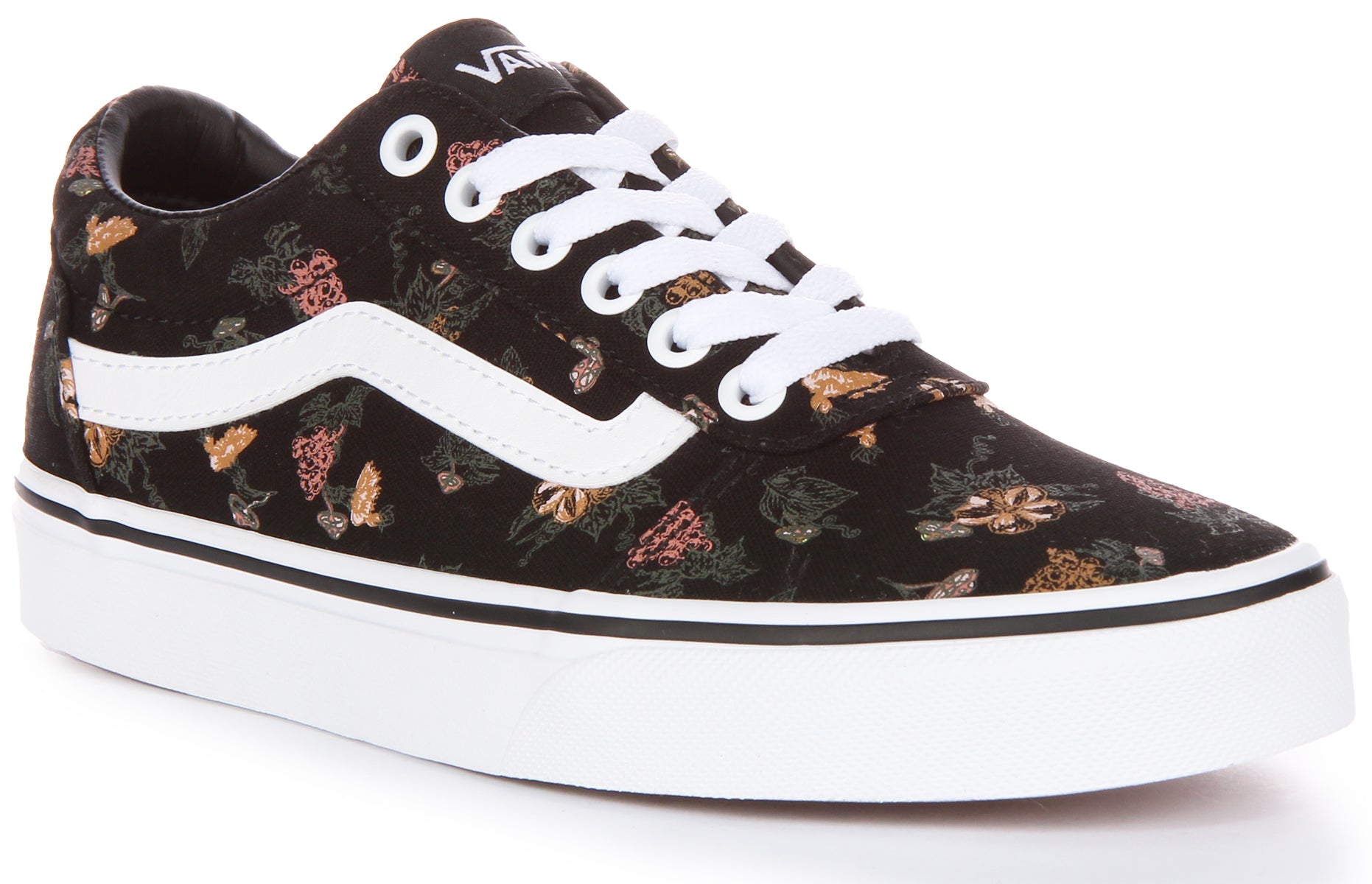 Vans Ward Zapatillas casual de lona con flores para mujer en negro multi