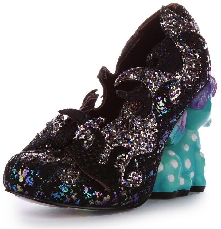 Irregular Choice Dragons Lair Zapatos de tacón alto dragón de 10 cm para mujer en negro multi