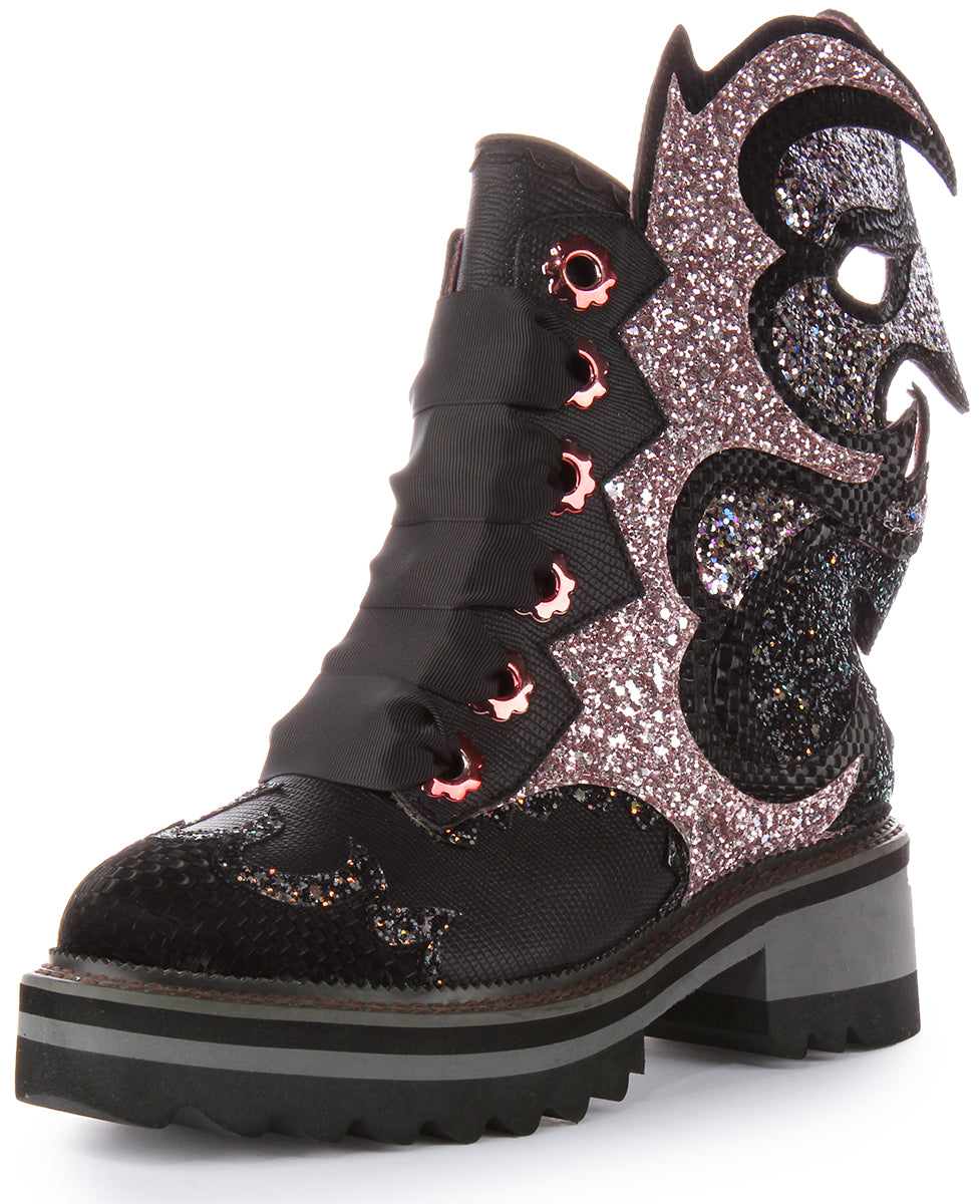 Irregular Choice Fyre Bug In Black Pink Glitter For Women