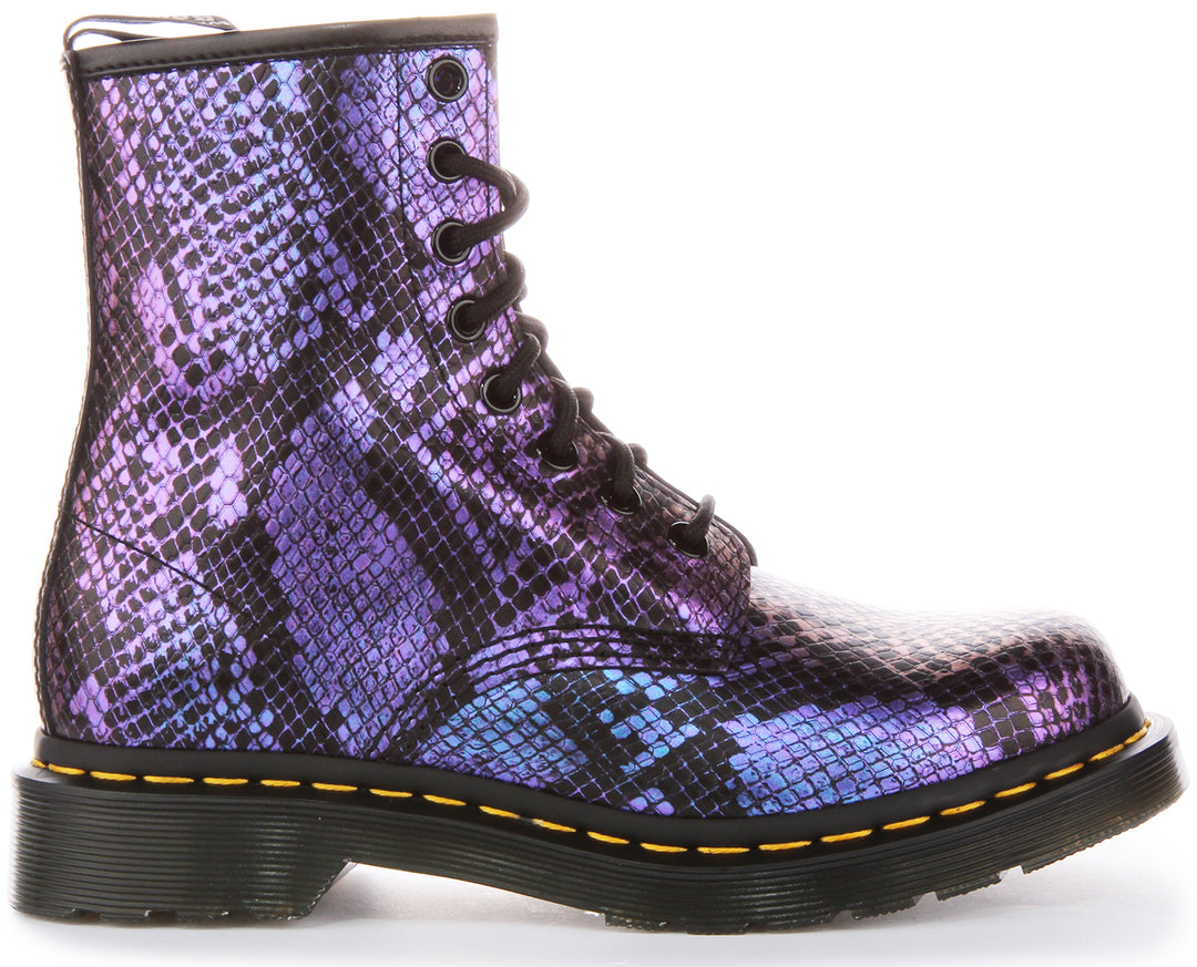 Dr. Martens 1460 Snake Print Emboss Leather Lace Boot Ankle Boots En Noir Multi