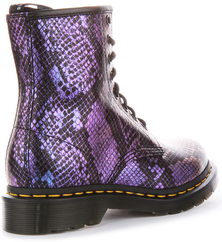 Dr. Martens 1460 Snake Print Emboss Leather Lace Boot Ankle Boots En Noir Multi