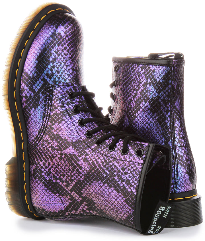 Dr. Martens 1460 Snake Print Emboss Leather Lace Boot Ankle Boots En Noir Multi