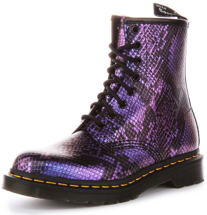 Dr. Martens 1460 Snake Print Emboss Leather Lace Boot Ankle Boots En Noir Multi