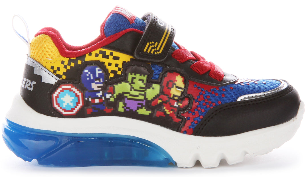 Geox Baskets en mesh avec semelle Avengers Pixel pour bébés J Ciberdrone E en noir multi