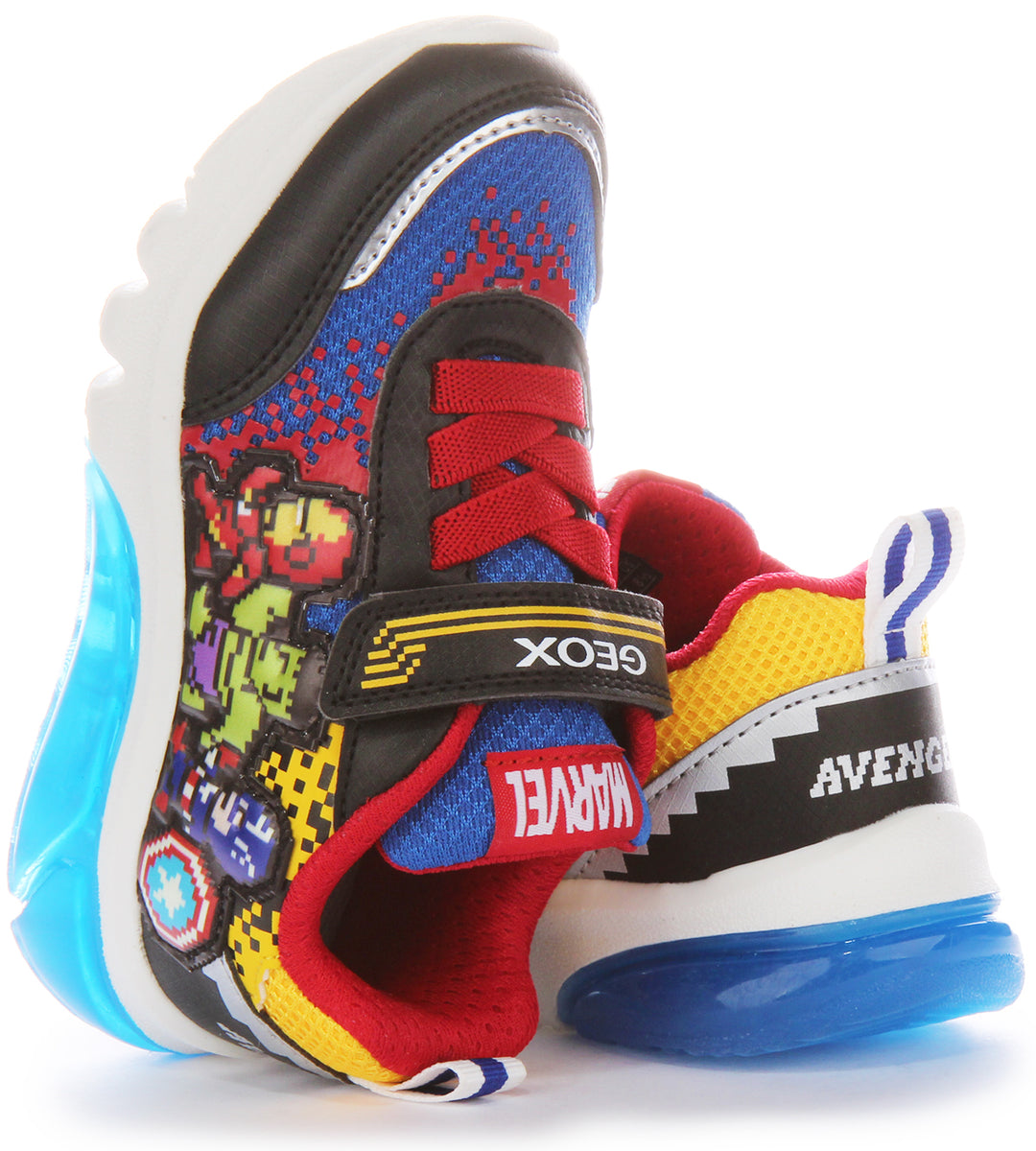 Geox Scarpe da ginnastica con chiusura a strappo leggera con suola Avengers Pixel per bambini J Ciberdrone E in nero multi