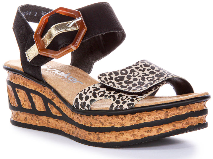 Rieker 68176-00 Sandals In Black Multi For Women