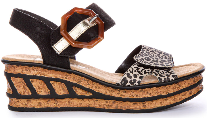 Rieker 68176-00 Sandals In Black Multi For Women