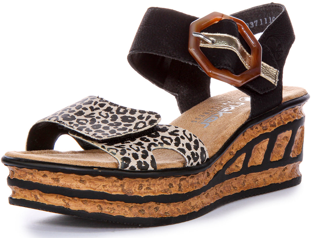 Rieker 68176-00 Sandals In Black Multi For Women