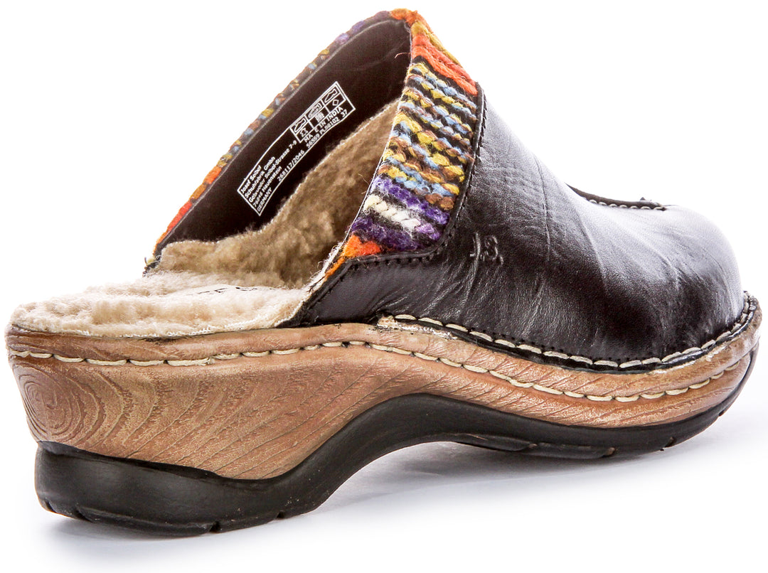 Josef Seibel Catalonia 59 Zoccoli con Maglia Tessile Multitono Sandali da Donna in Pelle Nero Multicolore