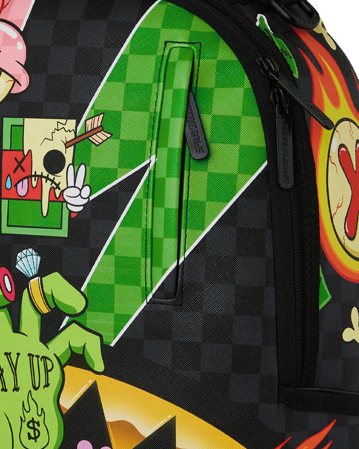 Sprayground Zombie Collage Backpack In Black Multicolour