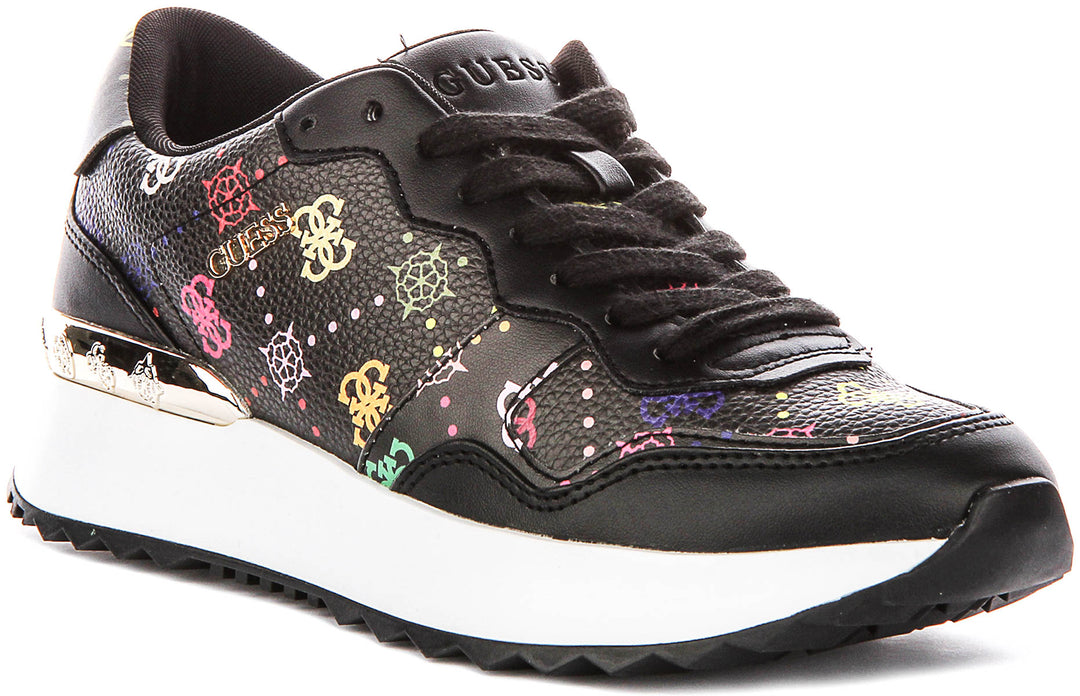 Guess Vinsa Logo Running Shoes In Black Multicolour For Women