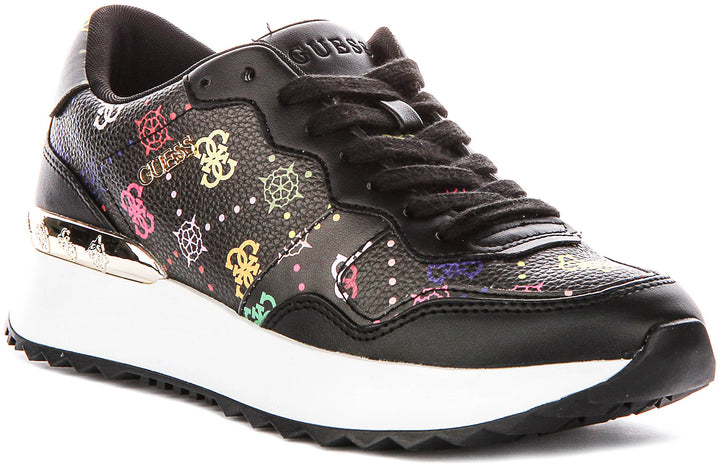 Guess Vinsa Logo Running Shoes In Black Multicolour For Women