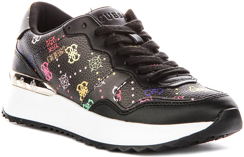 Guess Vinsa Logo Running Shoes In Black Multicolour For Women