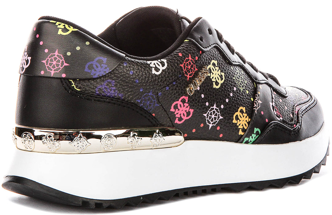 Guess Vinsa Logo Running Shoes In Black Multicolour For Women