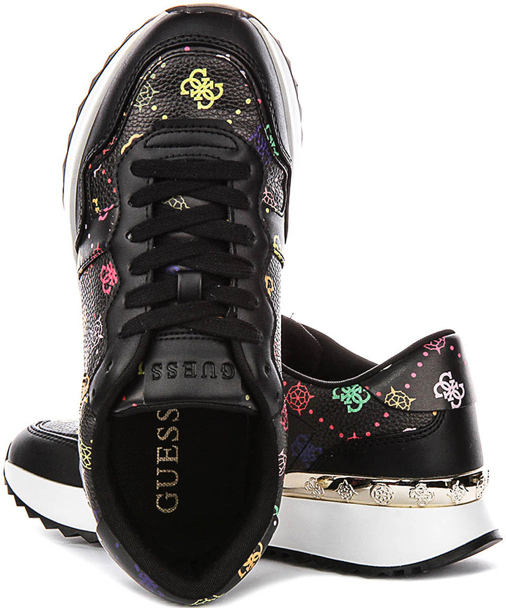 Guess Vinsa Logo Running Shoes In Black Multicolour For Women