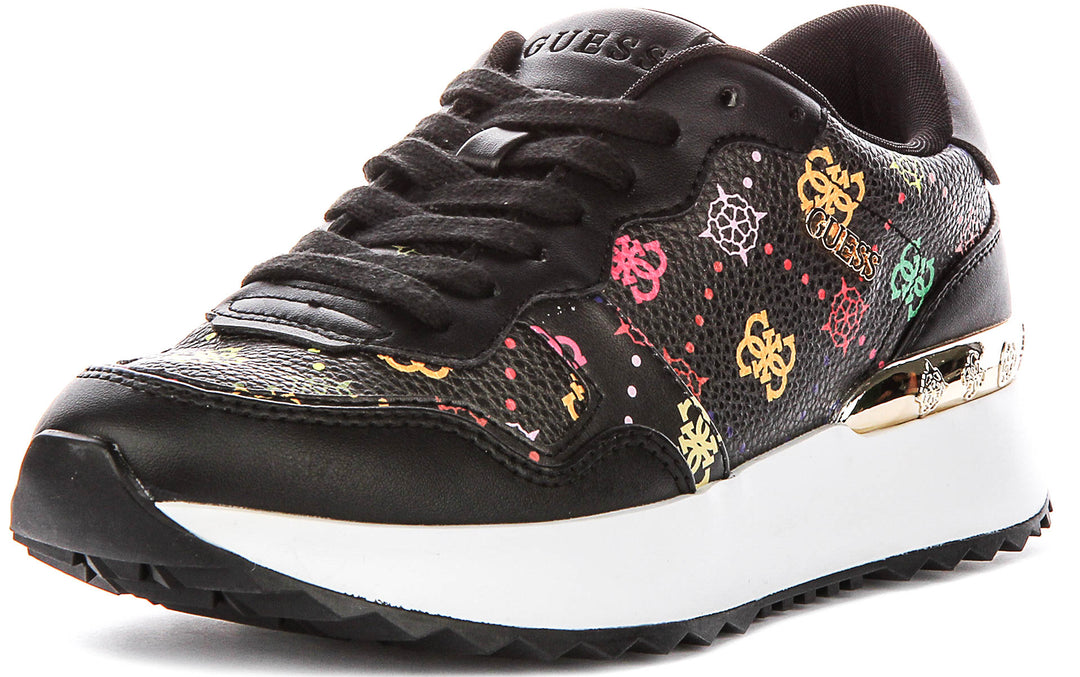 Guess Vinsa Logo Running Shoes In Black Multicolour For Women
