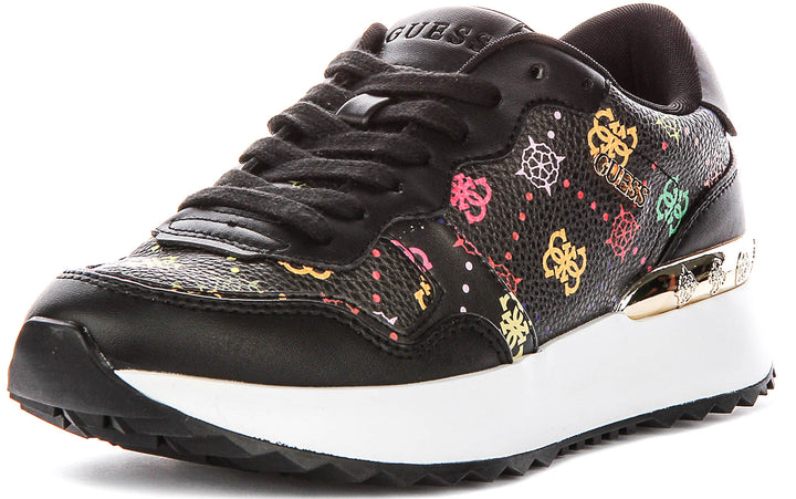 Guess Vinsa Logo Running Shoes In Black Multicolour For Women