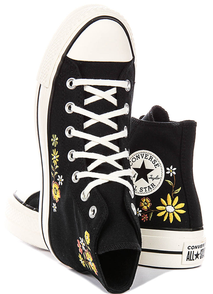 Converse Chuck Taylor A16864C All Star Lift Hi Embroidered Floral In Black Multi