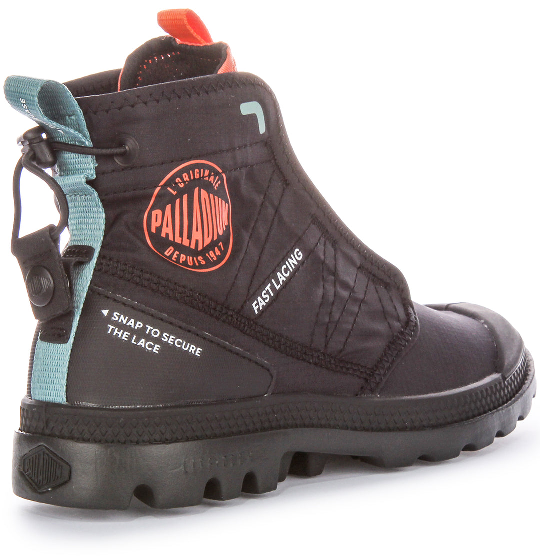 Palladium Pampa Travel Lite Rs In Black Orange Fast Lacing Boot