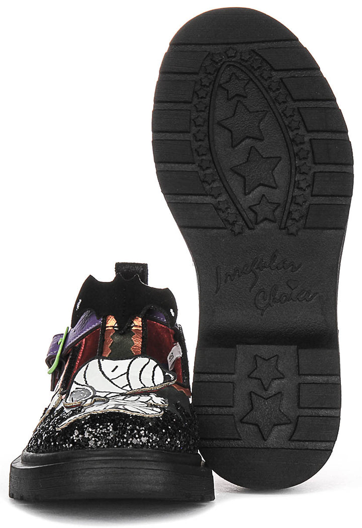 Irregular Choice X Peanuts Don't Scare Me In Black Orange