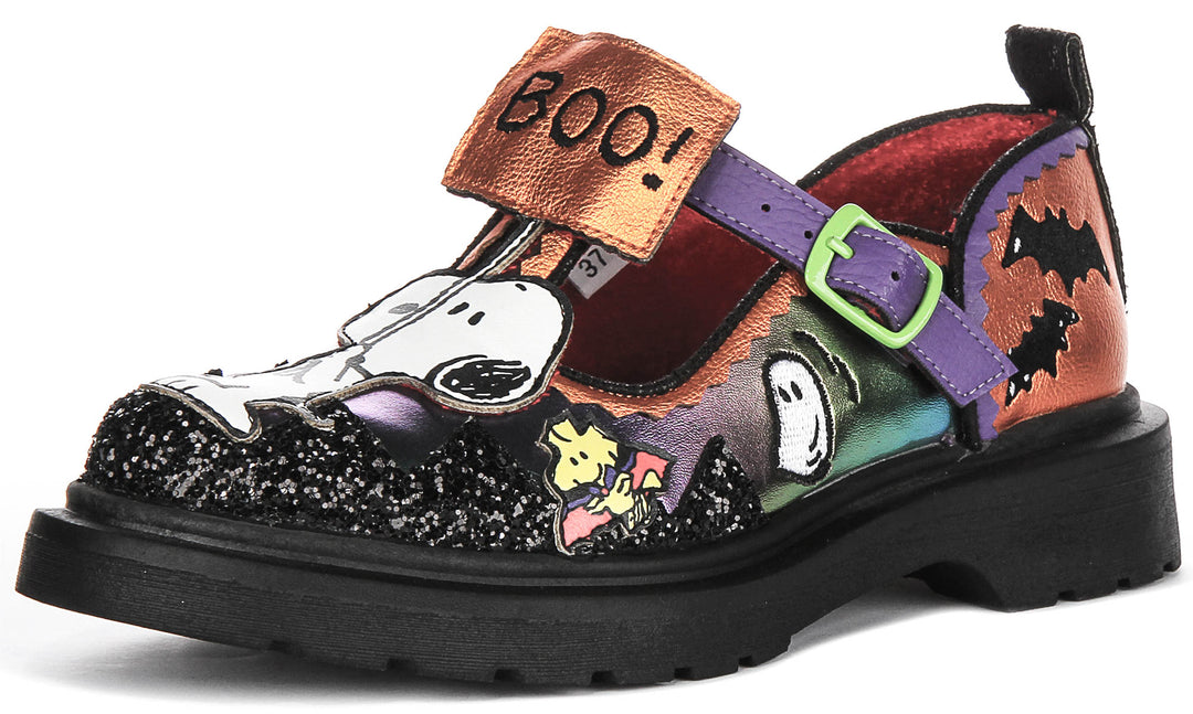 Irregular Choice X Peanuts Don't Scare Me In Black Orange