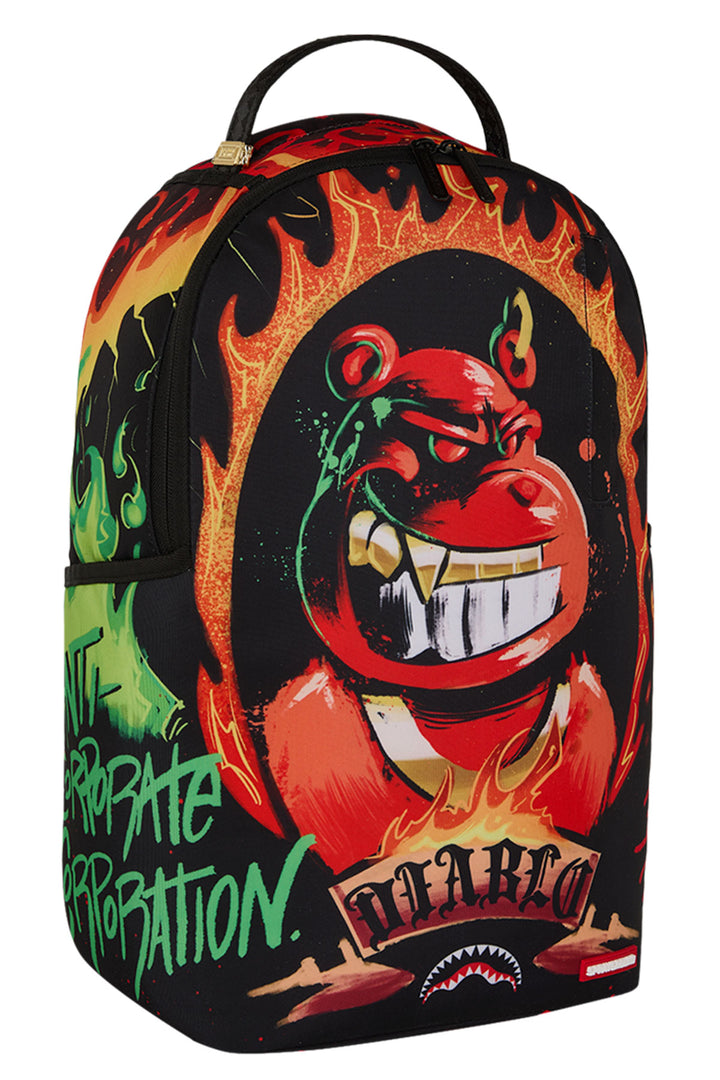 Sprayground Diablo Billion Burnin Backpack In Black Orange