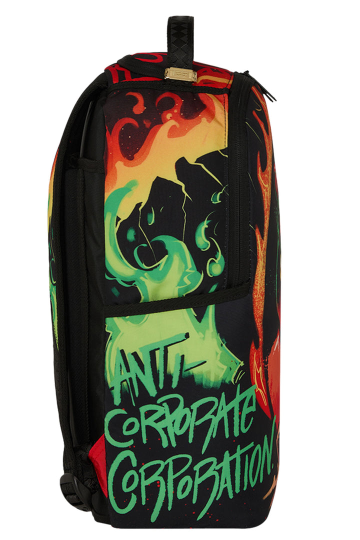 Sprayground Diablo Billion Burnin Backpack In Black Orange
