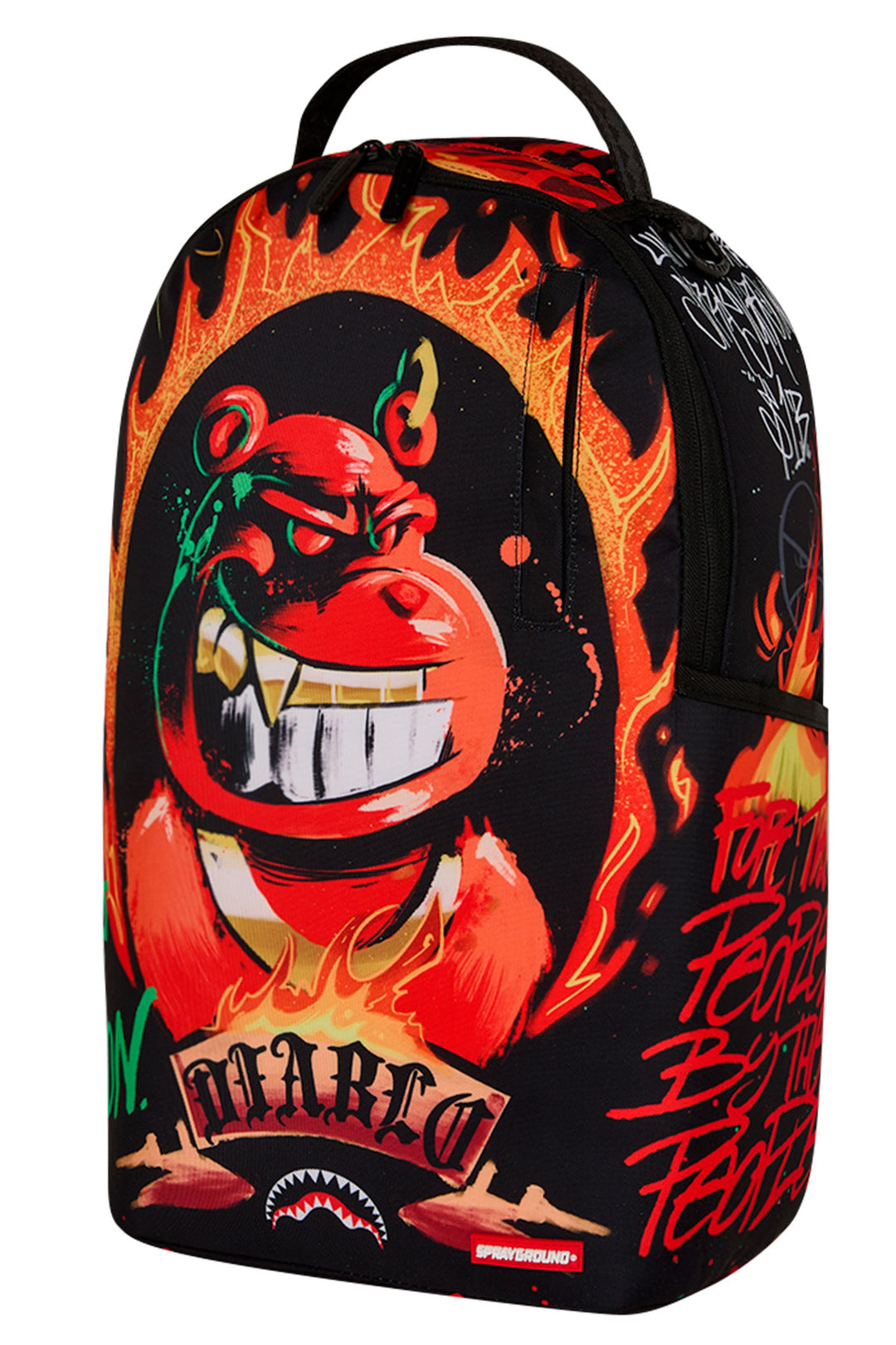 Sprayground Diablo Billion Burnin Backpack In Black Orange