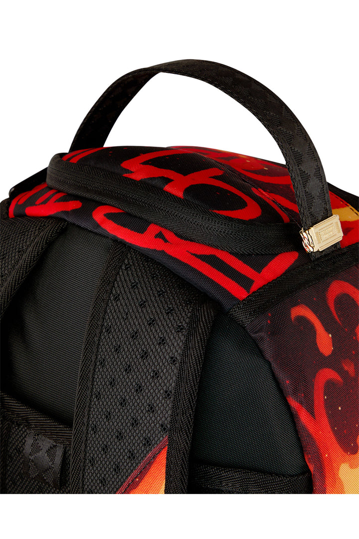 Sprayground Diablo Billion Burnin Backpack In Black Orange