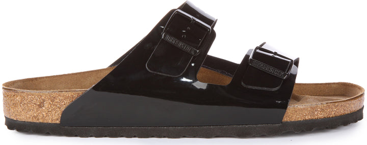 Birkenstock Arizona Sandale de verni Birko Flor poure en noir verni