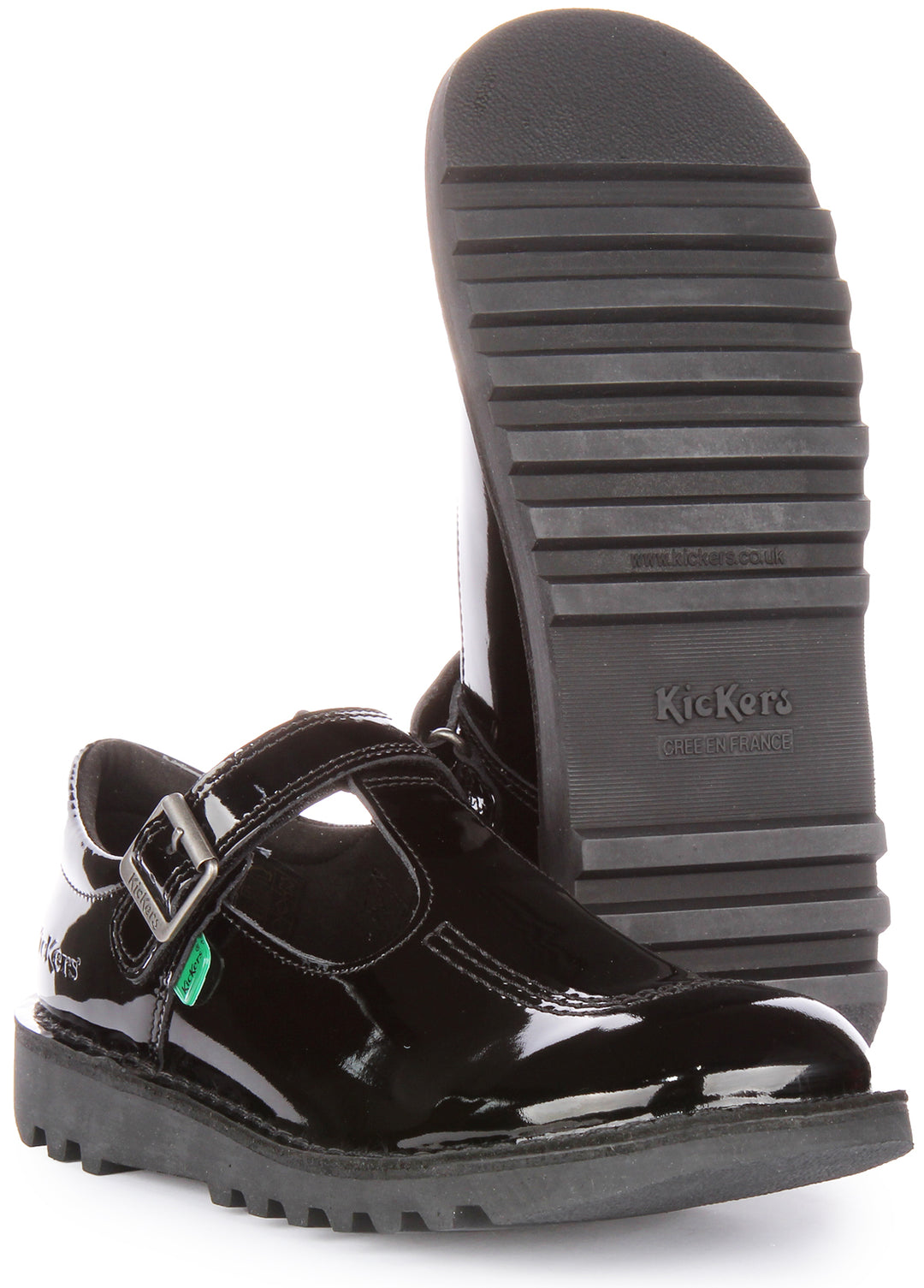 T Bar Black Patent Kickers Size T Bar Black Velcro Kickers Kickers