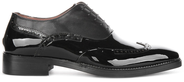 Chaussures à Lacets Brillantes de Justinreess England Pour Hommes en Noir Verni