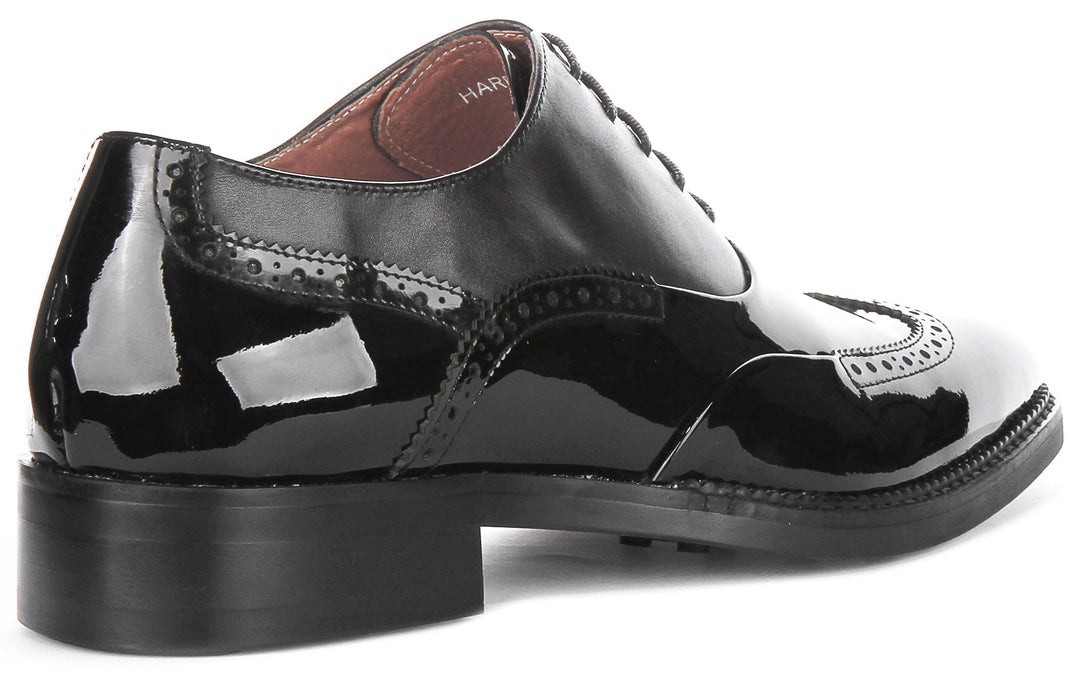 Justinreess England Herren Hi Shine Gebürstete Schnürschuhe in Schwarz Patent